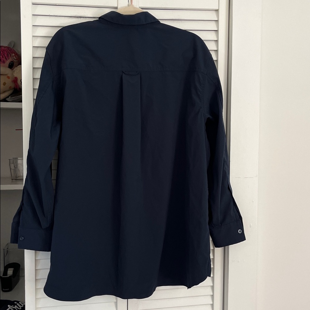 Athleta Oversized Performance Top Blouse Sz Large Navy Blue - Picture 5 of 7